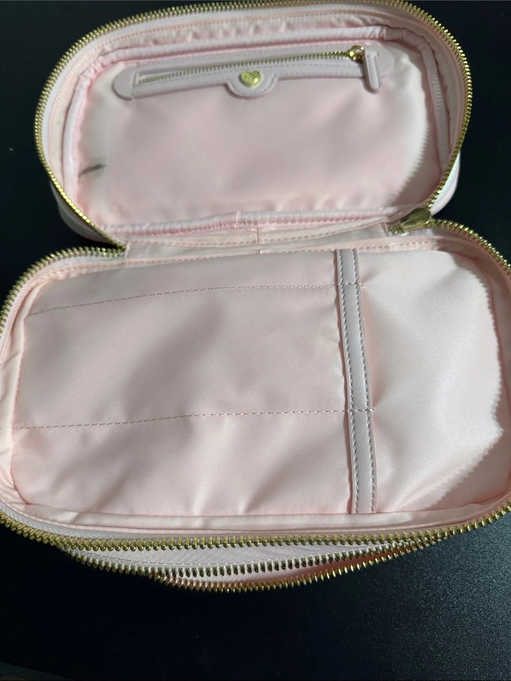 Stoney Clover Lane Pink and White Striped Double Zip
